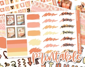 Kit de diario imprimible // Imprimible // Archivos de líneas de corte // Descarga instantánea // "Tequila Sunrise"