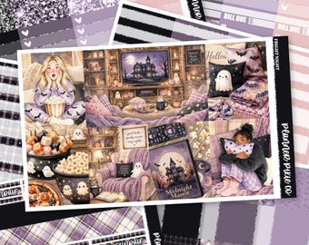 Deluxe Weekly Sticker Kit For Use With Standard Vertical Planners, "Fright Night "