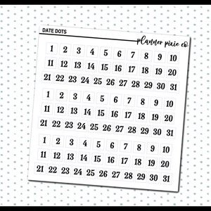 Foiled Date Cover Numbers Foil Planner Stickers, Date Dots, Date