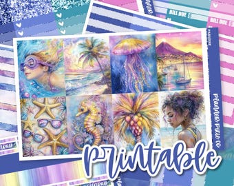 Kit semanal imprimible // Imprimible // Archivos de líneas de corte // Descarga instantánea // "Paraíso"
