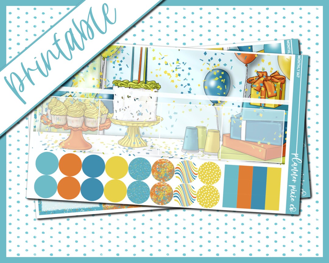 Printable Kit, Printable , Cut Line Files, Instant Download, Monthly ...