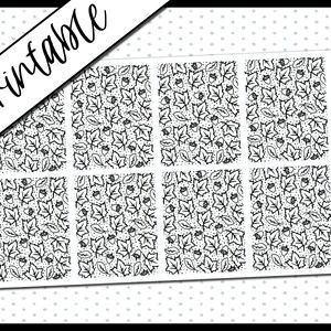 May include: Printable planner stickers with a black and white pattern of leaves and acorns. The stickers are labeled "016 UNDERLAY" and "planner pixie co."