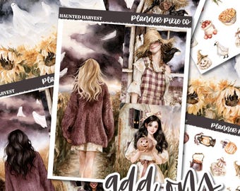 Add On Box, Stickers For Use With Standard Vertical Planners, "Haunted Harvest"