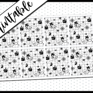 Afdrukbare stickers, klaar voor folie, digitale plannerstickers, ondervloeren, bougieboxen, piraten, schatkaart
