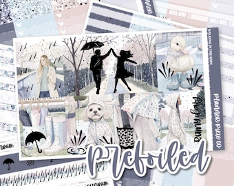 PREFOILED 10 Page Weekly Sticker Kit  "Walking in the Rain"