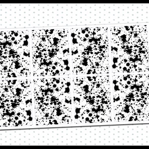 Könnte beinhalten: Eine Blatt mit schwarzen und weißen Planer-Aufklebern mit einem Sprühfarben-Design. Die Aufkleber sind mit "011 UNDERLAY" und "planner pixie co." beschriftet.