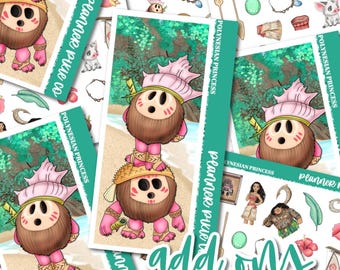 Add On Box, Stickers For Use With Standard Vertical Planners, "Polynesian Princess"