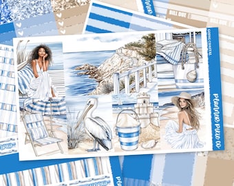 Deluxe Weekly Sticker Kit For Use With Standard Vertical Planners, "Going Coastal"