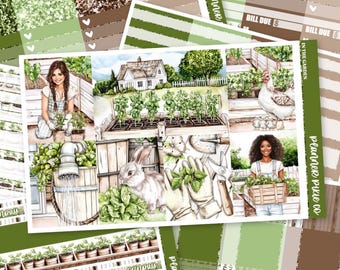 Deluxe Weekly Sticker Kit For Use With Standard Vertical Planners, "In the Garden"
