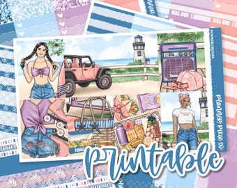 Printable Weekly Kit // Printable  // Cut Line Files // Instant Download // "Summer Cruisin"