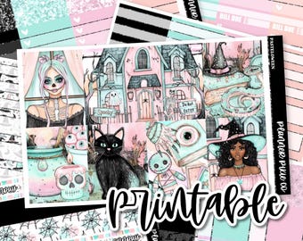Printable Weekly Kit // Printable  // Cut Line Files // Instant Download // "Pasteloween"