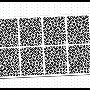 May include: A sheet of planner stickers with a black and white XOXO pattern. The stickers are rectangular and arranged in a grid. The text "037 UNDERLAY" and "planner pixie co" are visible.