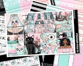 Deluxe Weekly Sticker Kit For Use With Standard Vertical Planners, "Pasteloween "