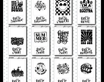 Foiled Monthly Quotes, Foiled Stickers, Side Bar Stickers, Monthly Stickers