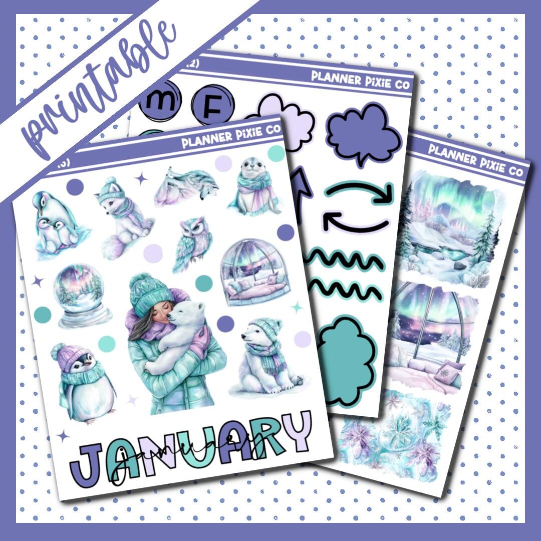 Printable January Journaling Kit , Cut Line Files, Instant Download ...