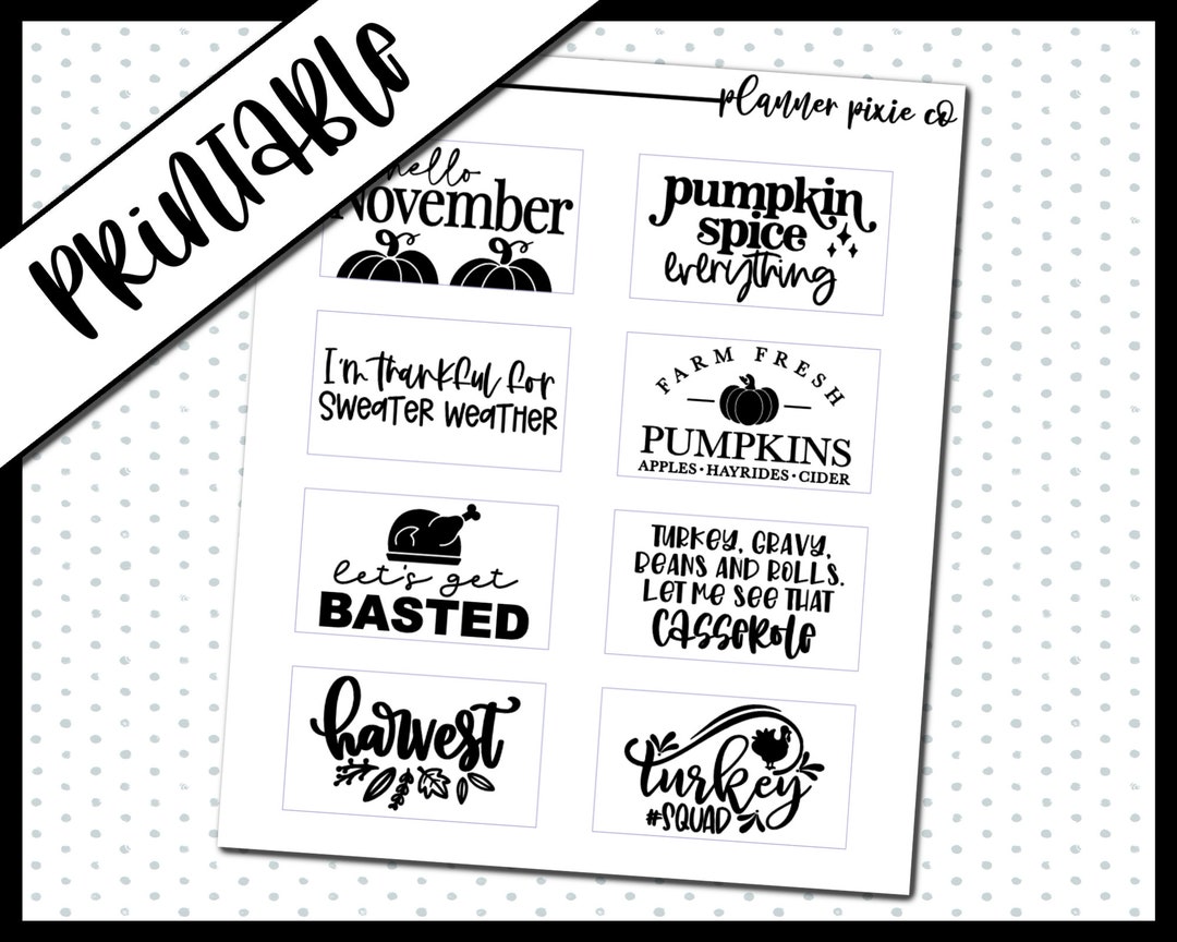 Foil Ready, Printable Stickers, SIDEBAR Overlays, Digital Planner ...