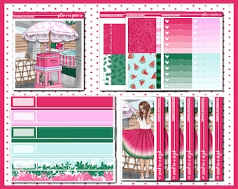 Add On Box, Stickers For Use With Standard Vertical Planners, "Watermelon Summer"