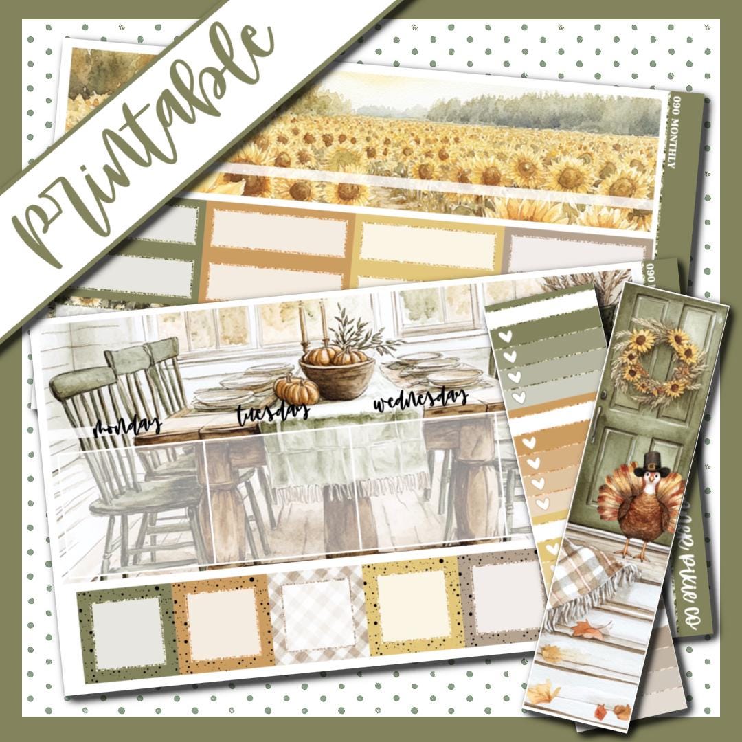 Printable Kit, Printable , Cut Line Files, Instant Download, Monthly ...