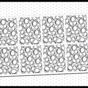 May include: A sheet of eight black and white planner stickers with a repeating pattern of circles. The stickers are labeled "T16 UNDERLAY" and "PLANNER PIXIE CO."