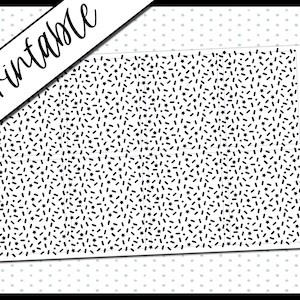 May include: Printable planner sticker sheet with a black and white confetti pattern. The pattern includes small stars and thin lines. The sheet is labeled "070 UNDERLAY" and "Planner Pixie Co."