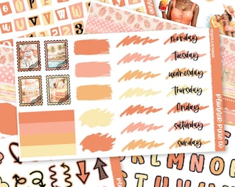 Kit para diario, kit para álbum de recortes, diario creativo, "Tequila Sunrise"