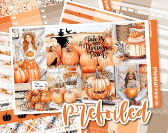 PREFOILED 10 Page Weekly Sticker Kit  "Hey Pumpkin"