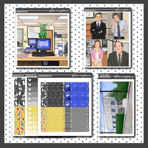Dodatek do pudełka, naklejki do stosowania ze standardowymi pionowymi planerami, „Dunder Mifflin”