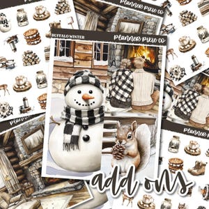 Add On Box, Stickers For Use With Standard Vertical Planners, "Buffalo Winter"
