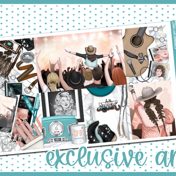 Deluxe Weekly Sticker Kit For Use With Standard Vertical Planners, "Long Live Cowgirls"