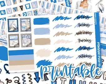Kit de diario imprimible // Imprimible // Archivos de líneas de corte // Descarga instantánea // "Viviendo en la costa"