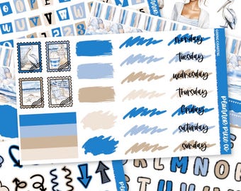 Kit para diario, kit para álbum de recortes, diario creativo, "Viviendo en la costa"