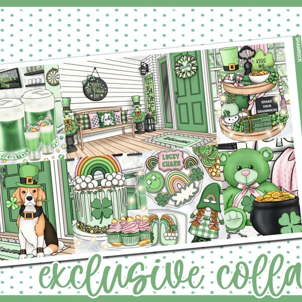 Deluxe Weekly Sticker Kit For Use With Standard Vertical Planners, "Shamrock"