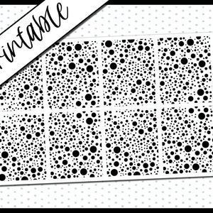 May include: Printable planner stickers with a black and white polka dot pattern. The stickers are arranged in a grid of six squares. The text "060 UNDERLAY" is in the top right corner and "Planner Pixie Co." is in the bottom right corner.