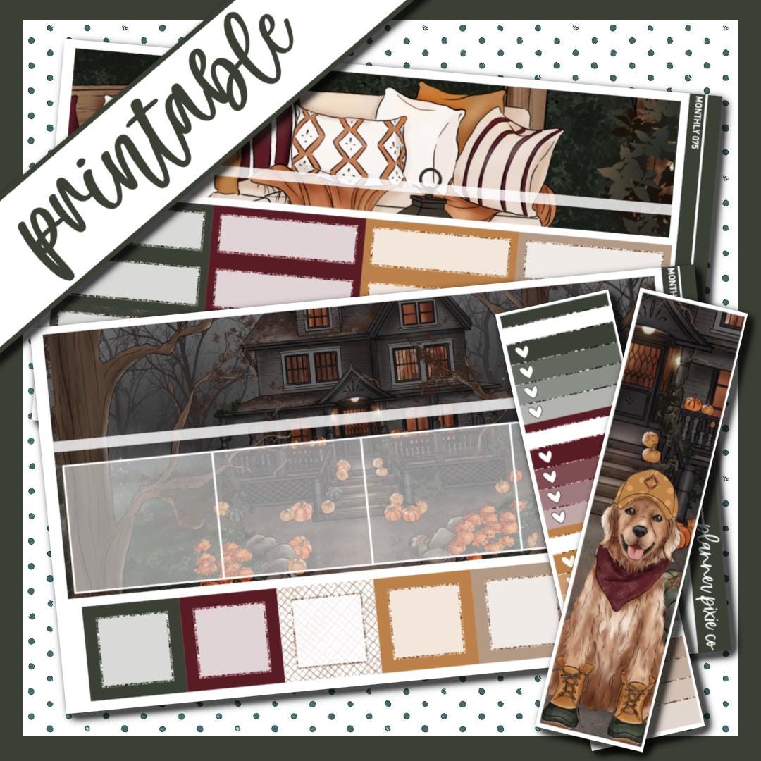 Printable Kit, Printable , Cut Line Files, Instant Download, Monthly ...
