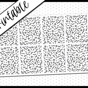 May include: Printable planner stickers with a black and white geometric pattern. The stickers are designed to be used as underlays for planner pages. The text "072 UNDERLAY" and "Planner Pixie Co." are visible on the stickers.