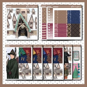 Dodatek do pudełka, naklejki do stosowania ze standardowymi pionowymi planerami, „Hogsmeade”