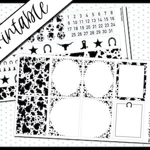 Folie Klaar, Folie Bundel, Pixie Pack, Afdrukbaar, Cut Line Files, Instant Download, Country Western, Koe Print