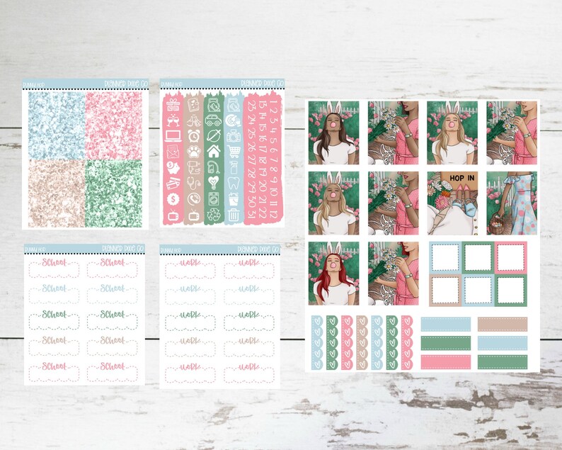 Printable Weekly Kit Printable PDF Cut Line Files Instant Download Bunny Hop