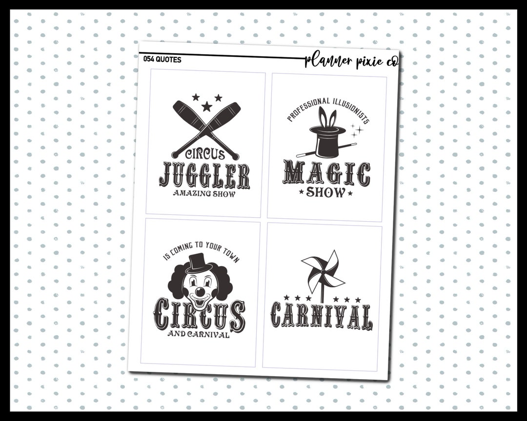 Foiled Overlay Quotes, (054) Script Stickers, Circus, Carnival, Fair - Etsy