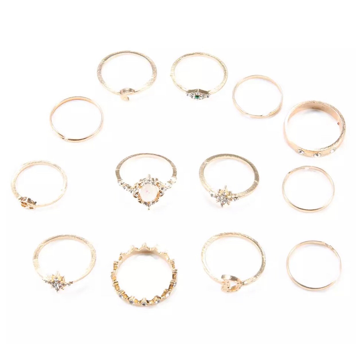 PRE-ORDER. 12 Piece Stackable Ring Set. Gold Tone. Crystal. | Etsy