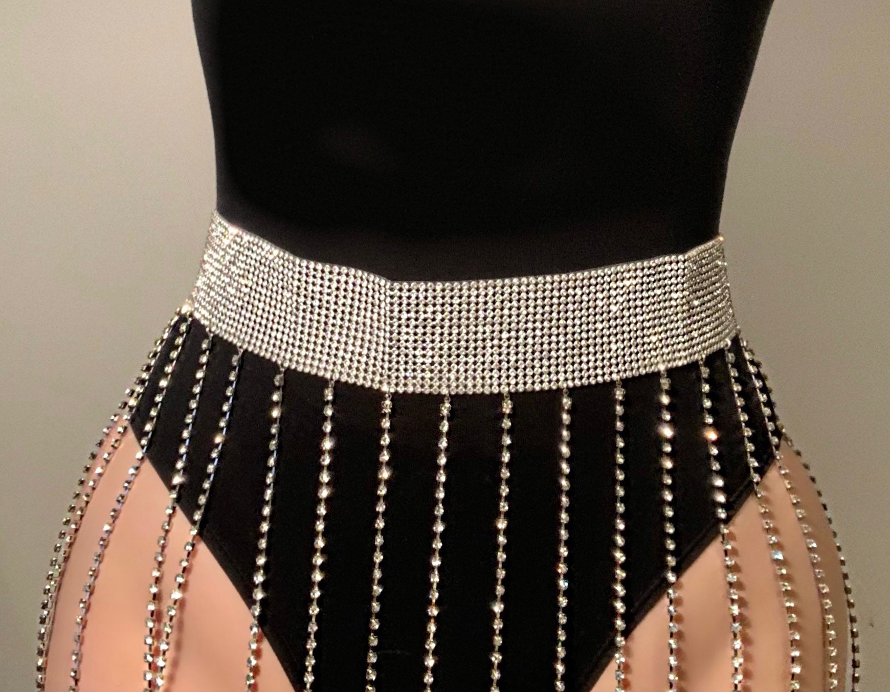 rhinestone skirt long