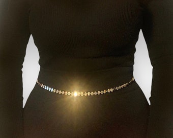 Silver / Gold Sequin Waist Chain, Belly Chain - Body Jewelry For Women, Waist Beads, Chain Belt, Waist Jewelry, Body Chain (33)