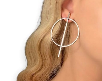 Gold / Silver Hoop Earrings. Large Hoops. Big Round Drop Earrings. Gift. (57)