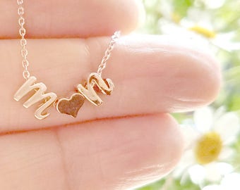 Initial Heart Gold Necklaces, Lower case Initial Necklace, Birthday gift for Her, Personalized Gift, Gold layering necklaces