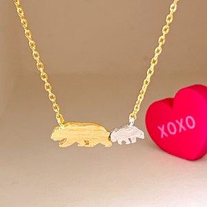 Gold bear necklace, Tiny Mommy bear and baby bear necklace, dainty handmade necklace, everyday necklace, gift for wife