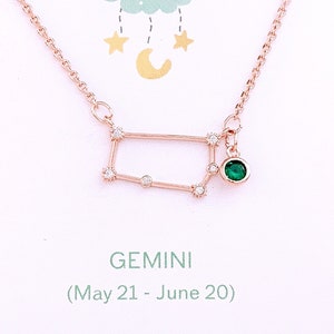 Rose Gold Zodiac Constellation Necklace: Birthstone Celestial Jewelry