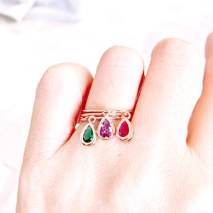 Birthstone Ring, Rose Gold Adjustable Ring, Personalized Birthstone Ring, Best Friend Ring/ Bridesmaid Gift,birthday gift, BFF Gift