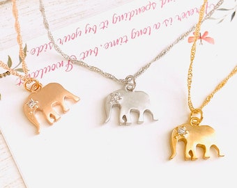 Elephant Necklace, Elephant Jewelry, Lucky Charm Necklace, Cubic Elephant Necklace, New Mom Necklace, Lucky Elephant Necklace, Birthday gift