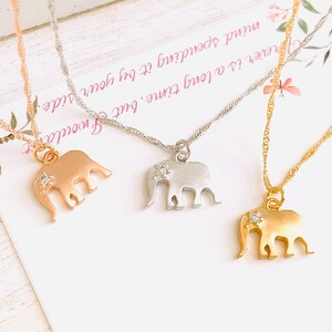 CZ Elephant Necklace: Gold Plated Lucky Charm Jewelry, 16 inch