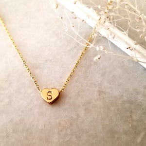 Gold Heart Necklace: Personalized Initial Charm, 16K Gold Over Brass